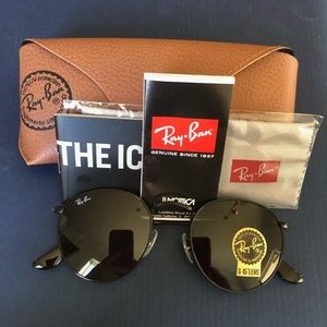 Ray-ban Sunglasses Round Metal Black 002 size 50mm